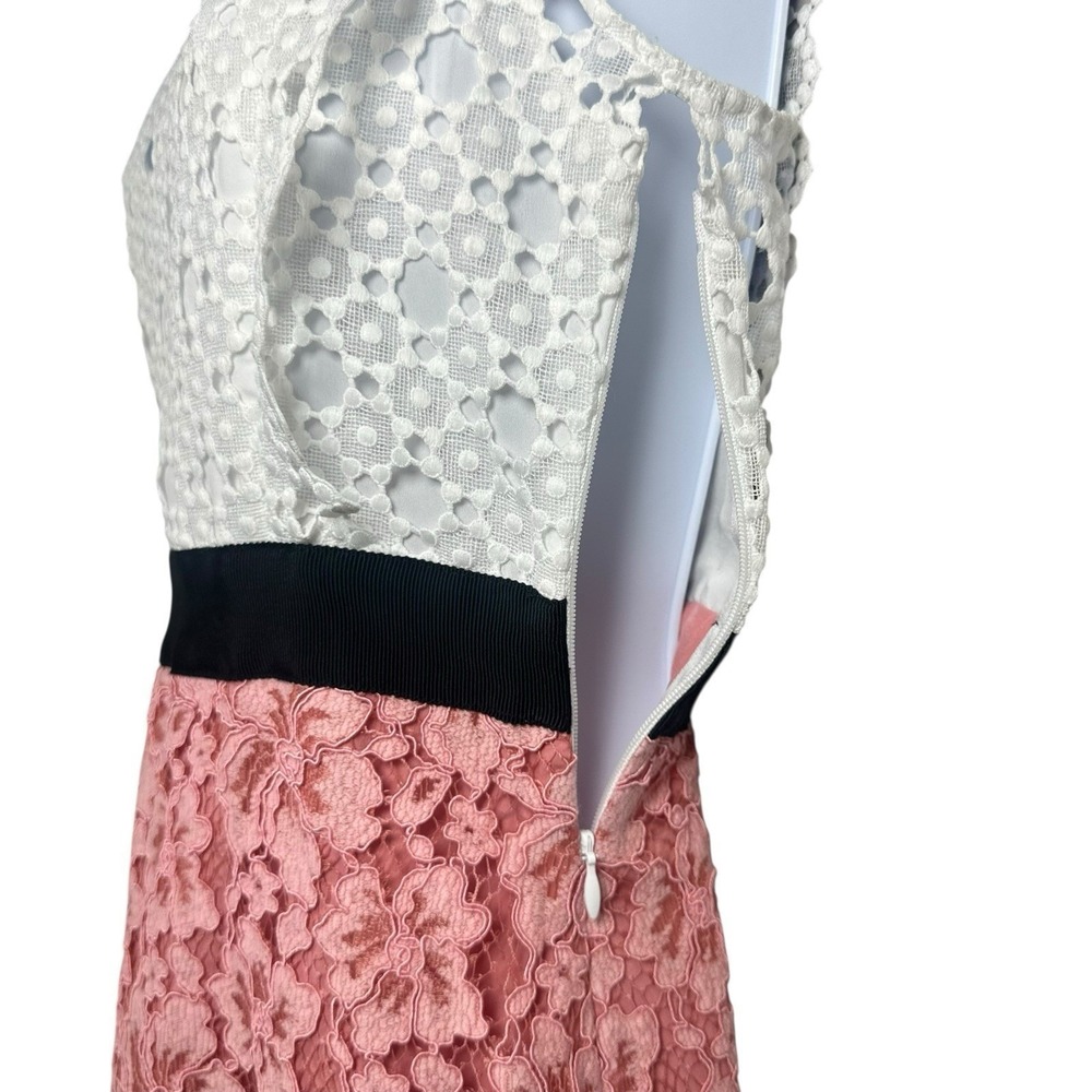 Sandro‎ White/Pink Lace Gab Sleeveless Dress Size 36 Small Elegant Romantic - Picture 8 of 13